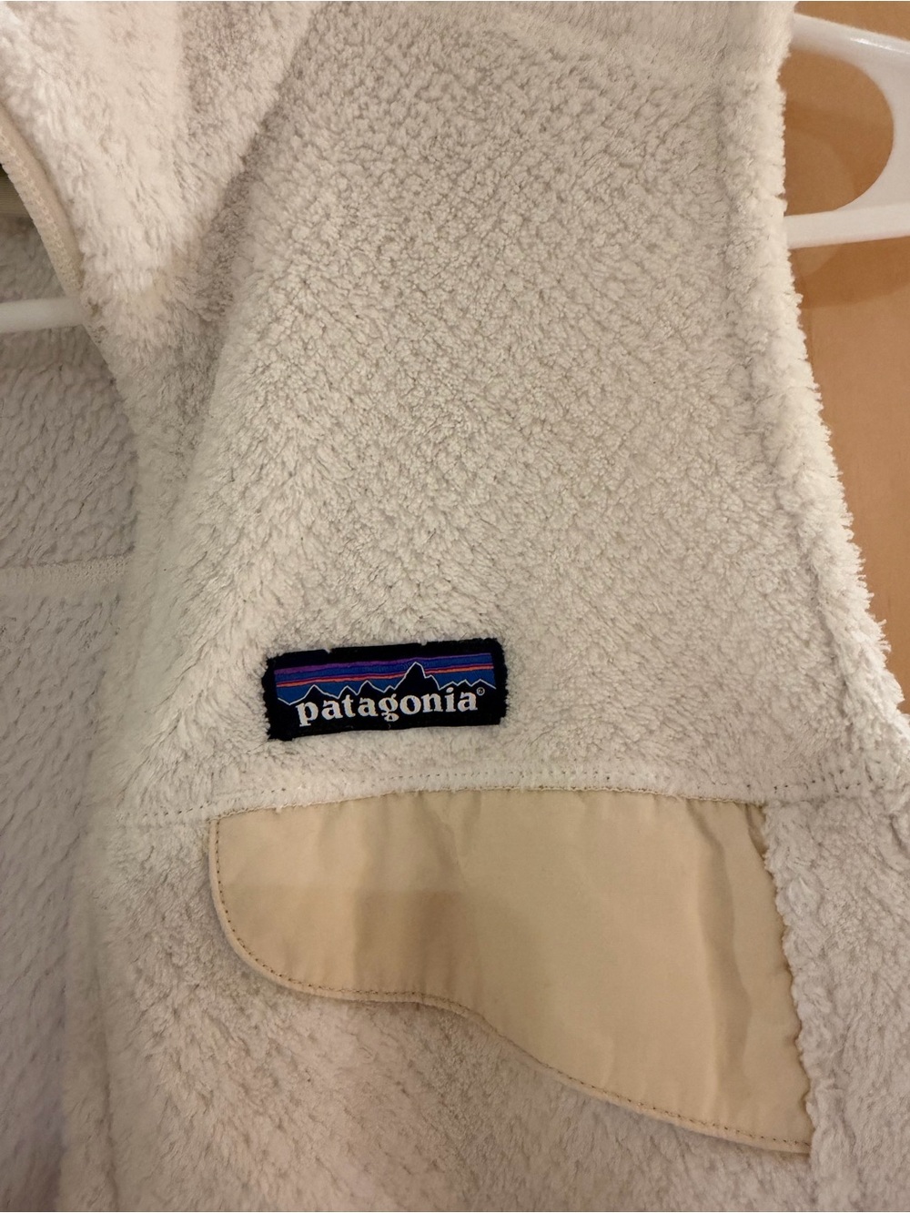 Patagonia Cream Sherpa Fleece Vest with Logo Patch